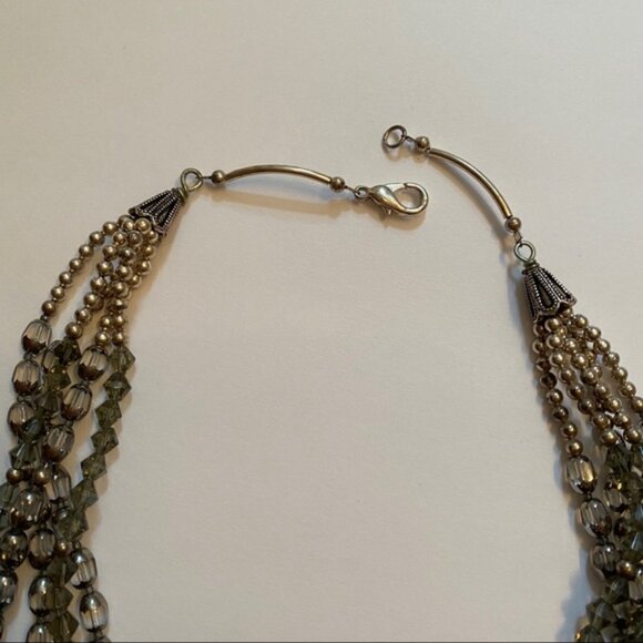 NECKLACE GRAY SILVER CRYSTALS BEADS 5 STRAND 20” - Picture 6 of 6
